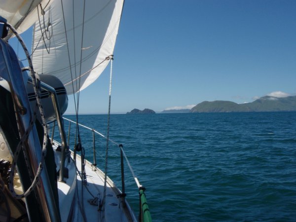 Sailing towards Cape Jackson