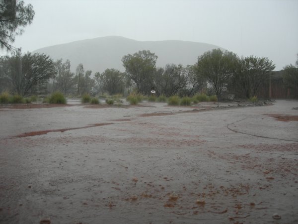 Uluru in heavy rain