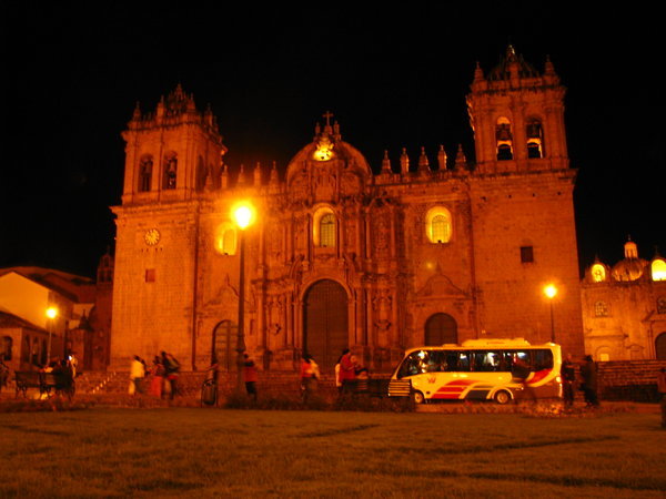 The Cathedral, Cusco, at night