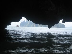 One of the sea caves we went through in our small boat
