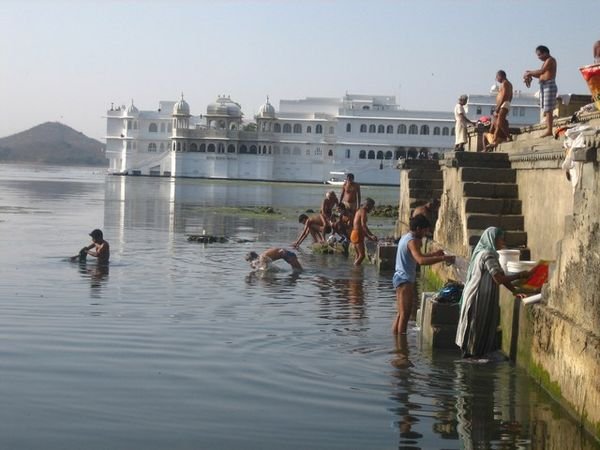 Morning ablutions in Udaipur
