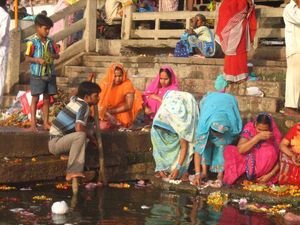 Making offerings at the Ghats in Varanasi