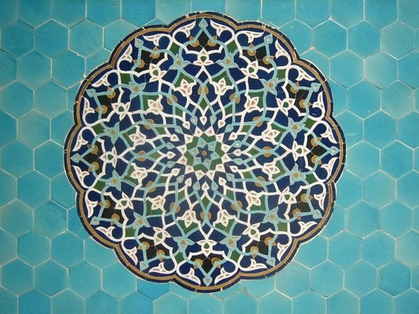 Beautiful tilework in a Mosque in Yazd