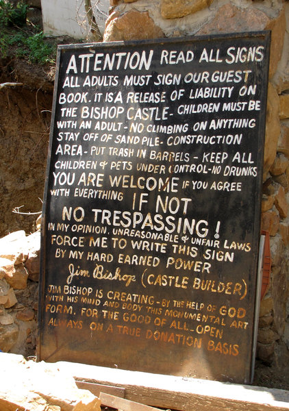 Sign at Castle Entrance