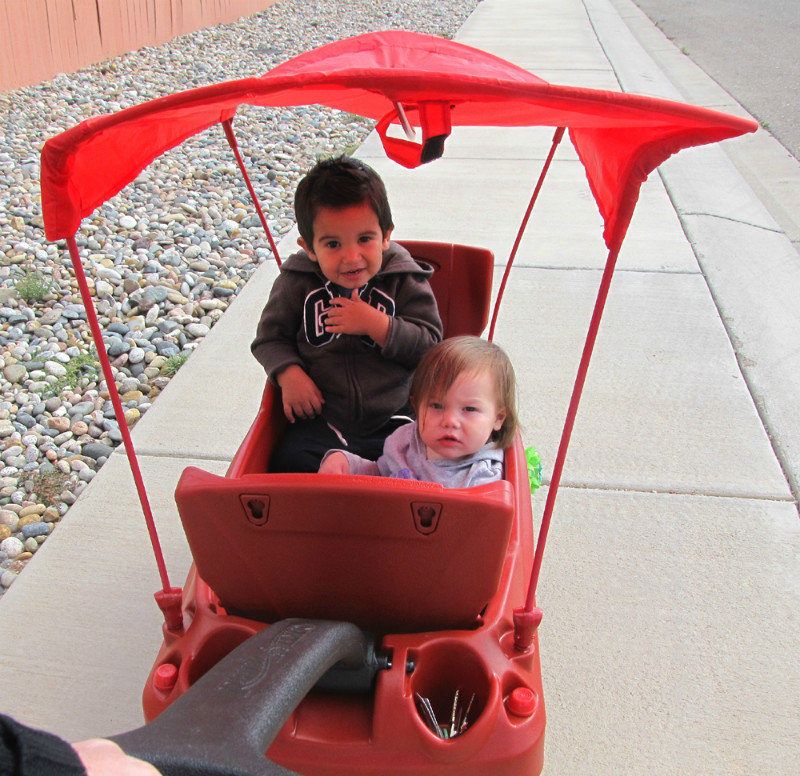 Riding in the Red Wagon!
