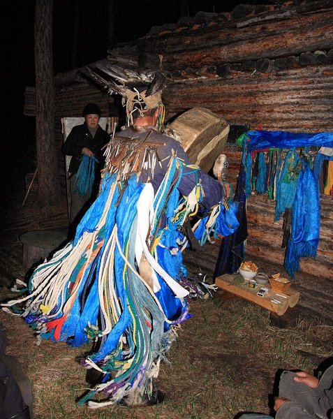 The shaman performing
