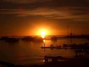 Sunset over lake titicaca