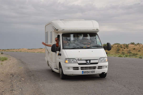 Tony and his Campervan - Karakum Desert (A Long Way from Worcestershire!)