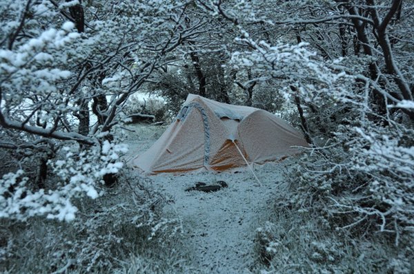 Our Tent in the Snow - Torres del Paine National Park