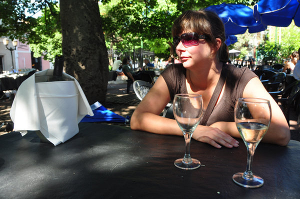 Sarah Relaxing with a Glass of Wine on our Final Day - Buenos Aires