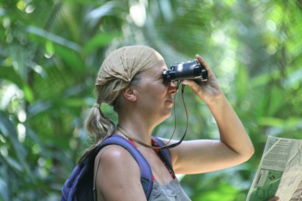 Jane birdwatching