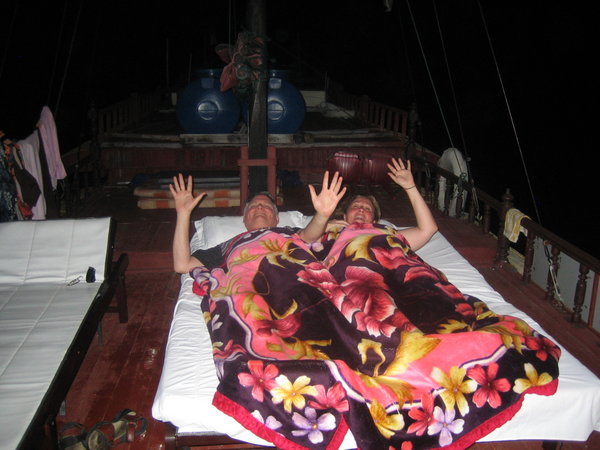 Bedtime, camping on the junk