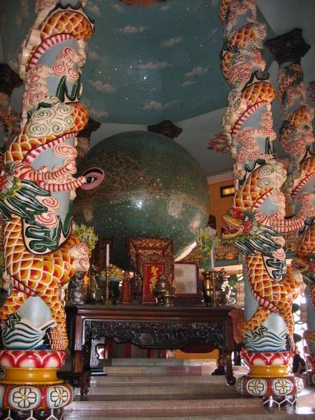 Inside of Cao Dai temple