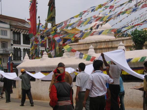 Religious procession around Boudha Nath Stupa