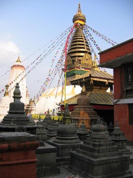 Monkey temple stupas