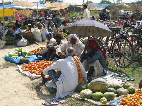 Veggie and fruit vendors at the Lumbini market
