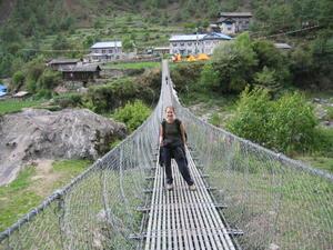Amy on a suspension bridge