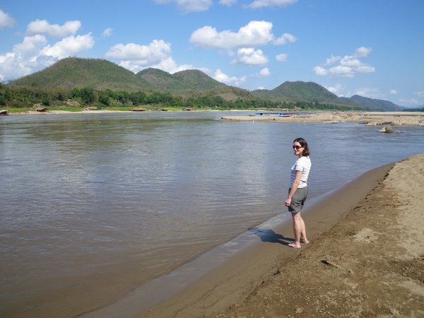 Sammy on the shores of the Mekong