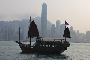 A junk on Hong Kong Harbour