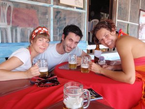 Berengere, Bruno, Babette and Myself sharing 1 beer between the four of us