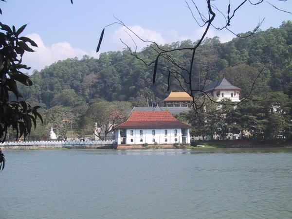 Temple of the Tooth across Kandy Lake