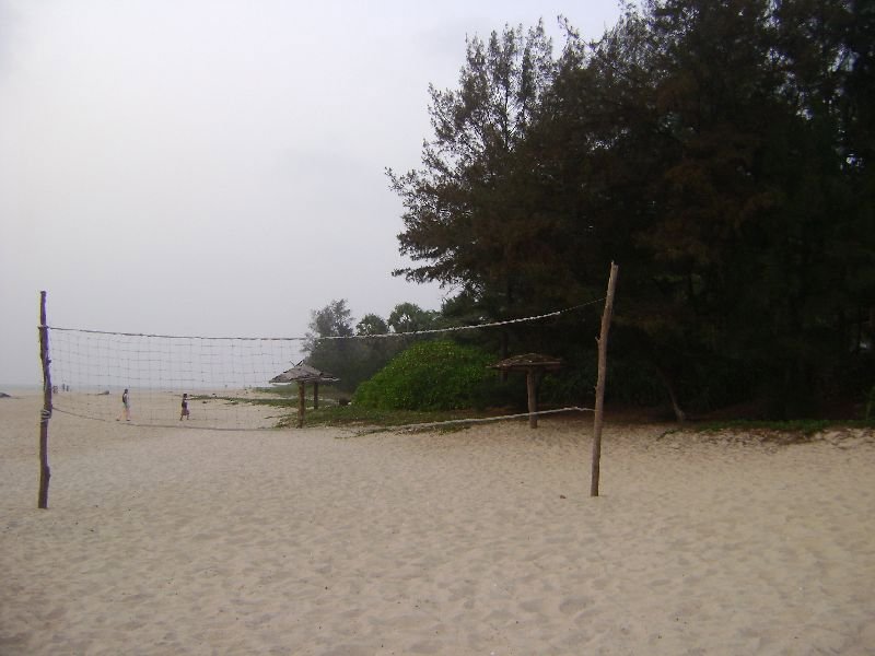 Volleyball nets outside the resort