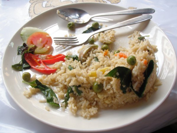 Delicious green curry fried rice