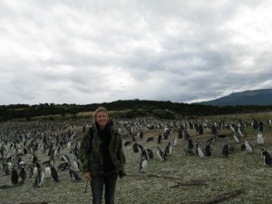 Karen with Penguins