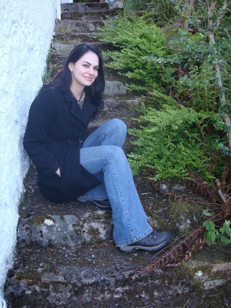 Melinda on the stairs