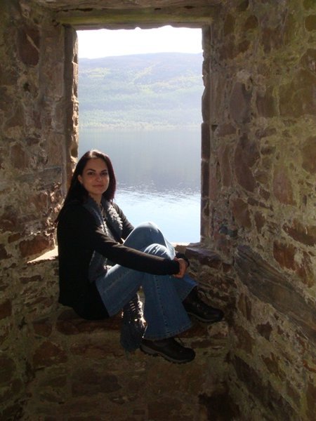 Melinda in castle window