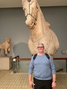 Don and giant horse statue.
