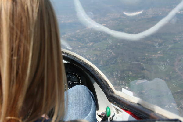 Me at the controls of the glider