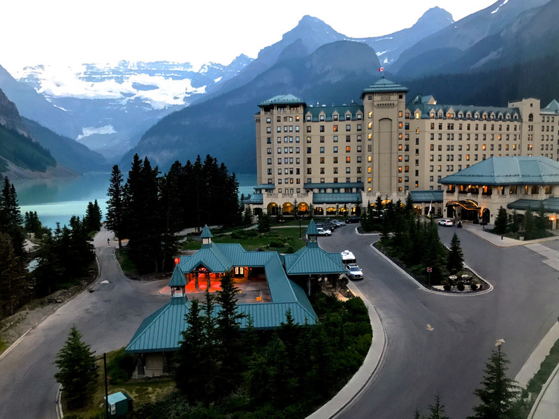 Evening view from our room at Chateau Lake Louise