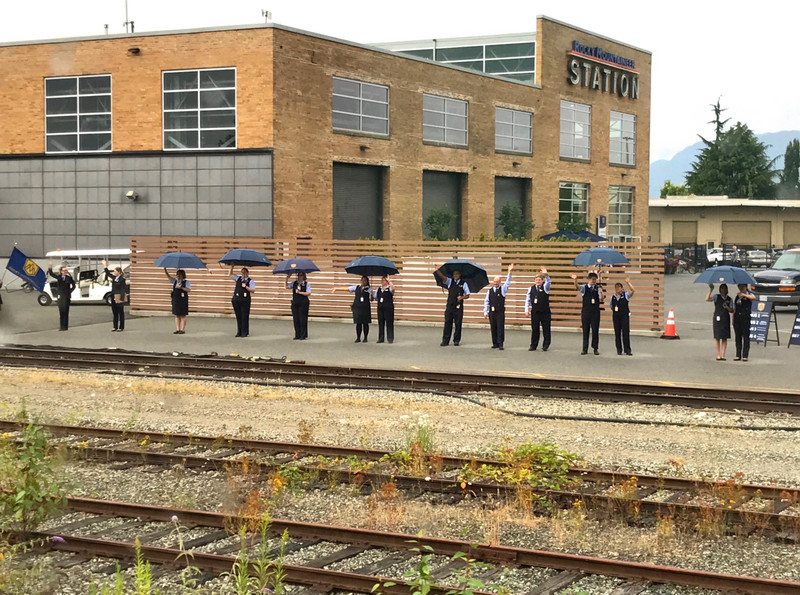 Rocky Mountaineer staff greeting in Vancouver