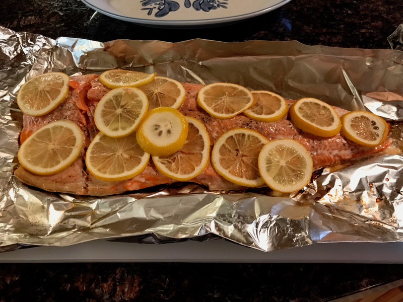 Preparing salmon for the grill