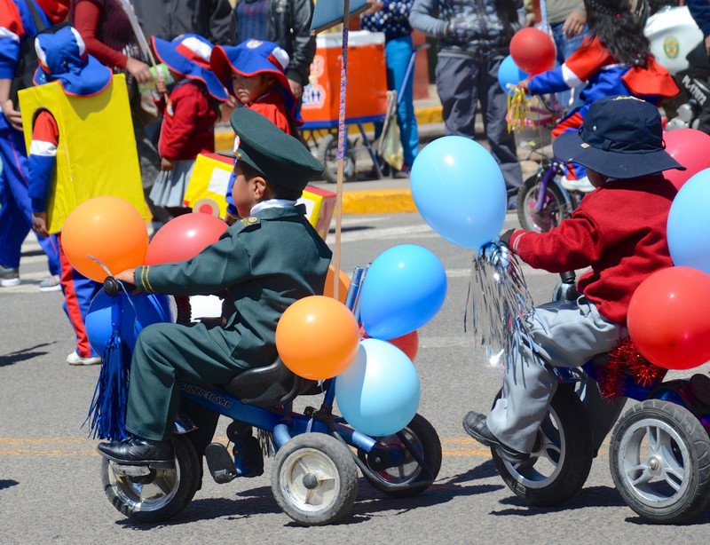 Children's parade for the Celebration of the Child Day on Parade Square in Puno