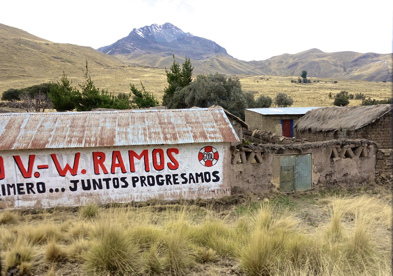 Farmhouse and political sign in the High Andes