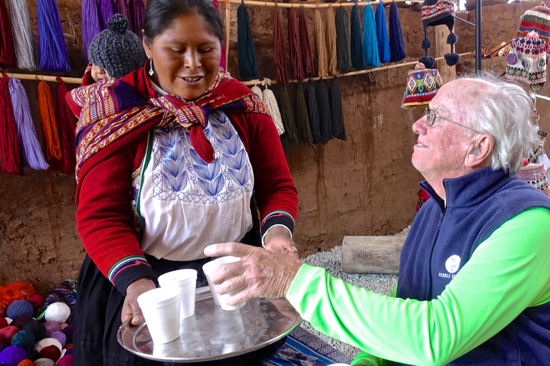 Dave being served tea at Andean Colors 