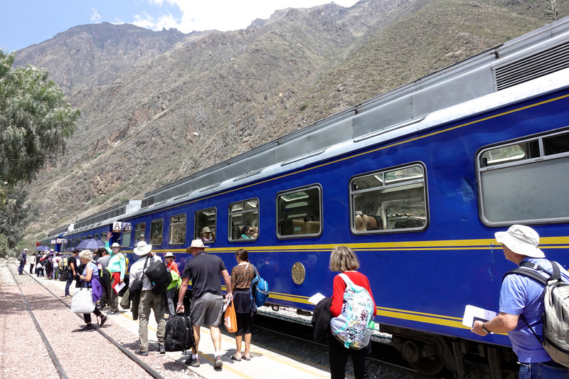 Boarding the Peru Rail in Ollantaytambo 