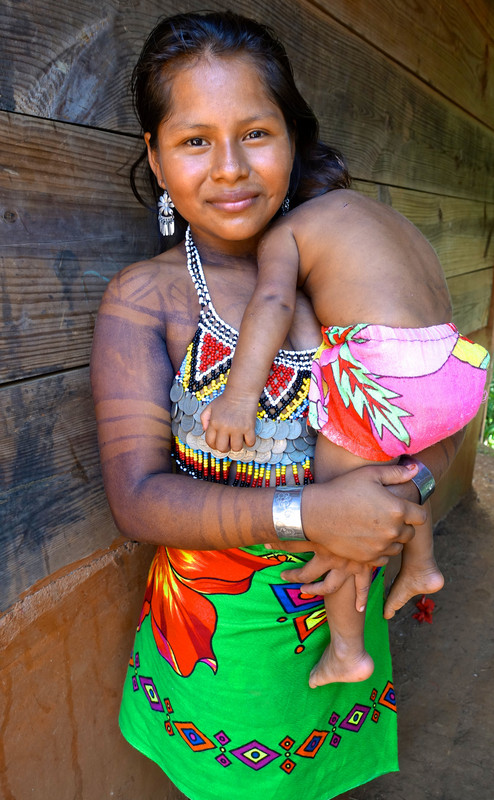 Henna tattoos decorate the bodies of many of the Embera people