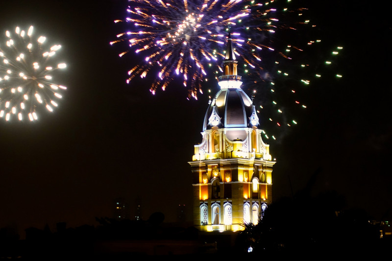 Wedding Fireworks Surround the Cathedral 