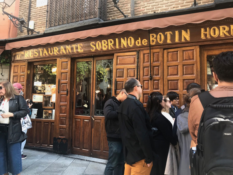 Restaurante Sobrino de Botin on Calle Cuchilleros, a favorite of Hemingway’s mentioned in A Sun Also Rises