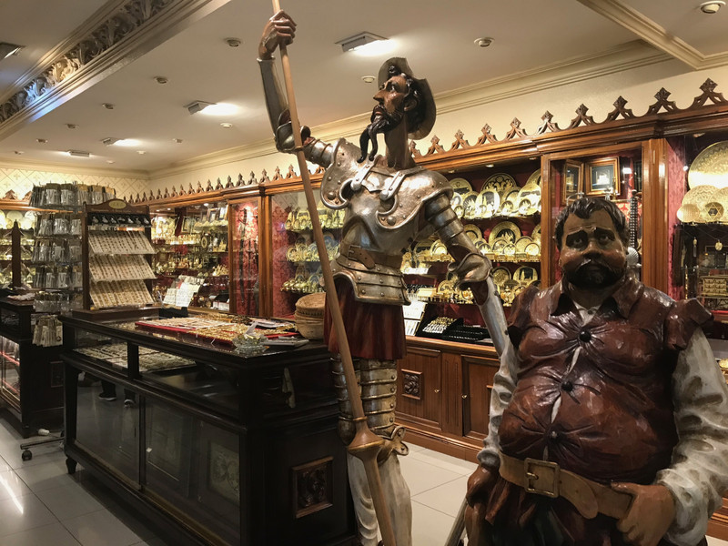 Don Quixote at the jewelry shop Paniagua Serrano of Toledo 