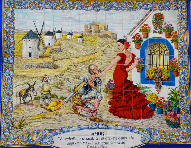 Mosaic describing Don Quixote's love for Dulcinea of El Toboso