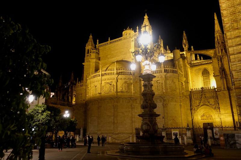 Cathedral at night in Seville
