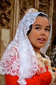 Young woman in costume for Fallas, Valencia, Spain 