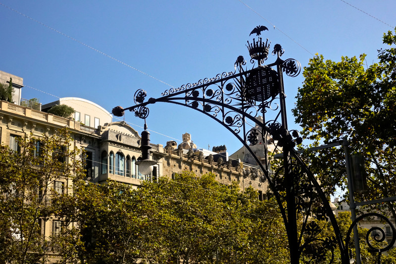 Even the light posts are styled in Art Nouveau on Avenue Diagonal 