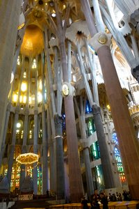 Christ hangs above the altar at Sagrada Familia 