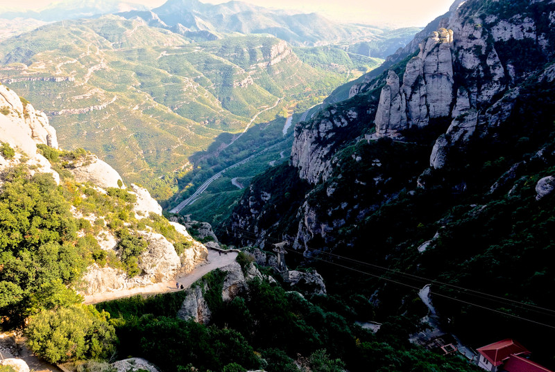 Winding road down from the Montserrat Cathedral 