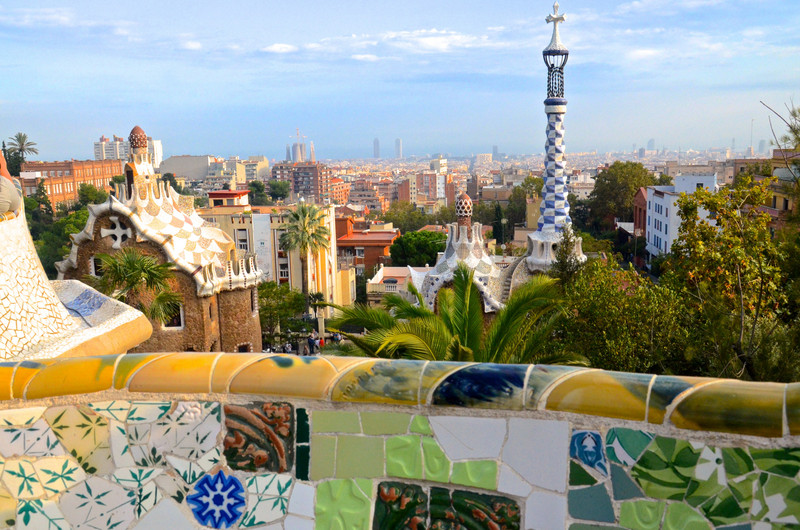 View of Barcelona from the Nature Plaza, Park Guell 